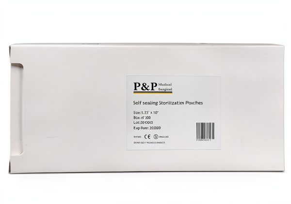 Sterilization Pouches 5.25”x10” Self-Sealing Autoclave Bags with Indicators for Professional Surgical Instrument Cleaning by P&P MEDICAL SURGICAL Box of 200-1